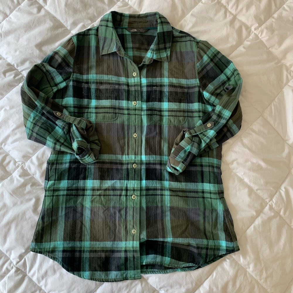 The North Face Green Button-Up Shirt / Flannel